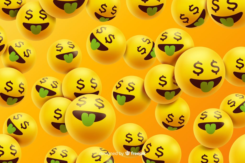 Inimigo em comum: o que é e como usá-lo para vender mais? - Ilustração de vários emojis com olhos feitos com símbolos de dinheiro