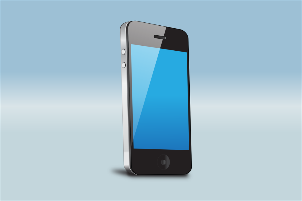 Entenda como as mudanças no IOS 14 vão impactar o Tráfego Pago - Ilustração de um iPhone sobre um fundo gradiente azul